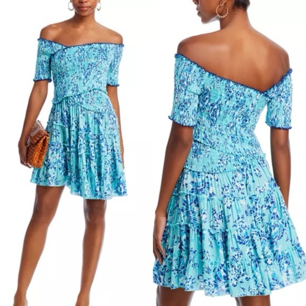 NEW WITH TAG POUPETTE ST BARTH SOLEDAD FLORAL DRESS SMOCKED OFF THE SHOULDER